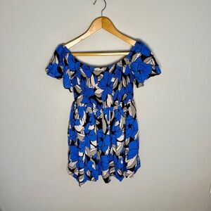 Free People Louise Blue Floral Smocked Mini Dress | S